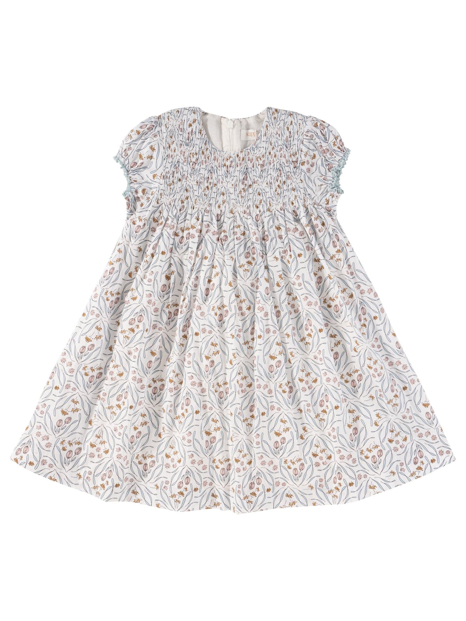 KIPP Collection Dress With Floral Print Back Bow and Ruffle Trim For Girls