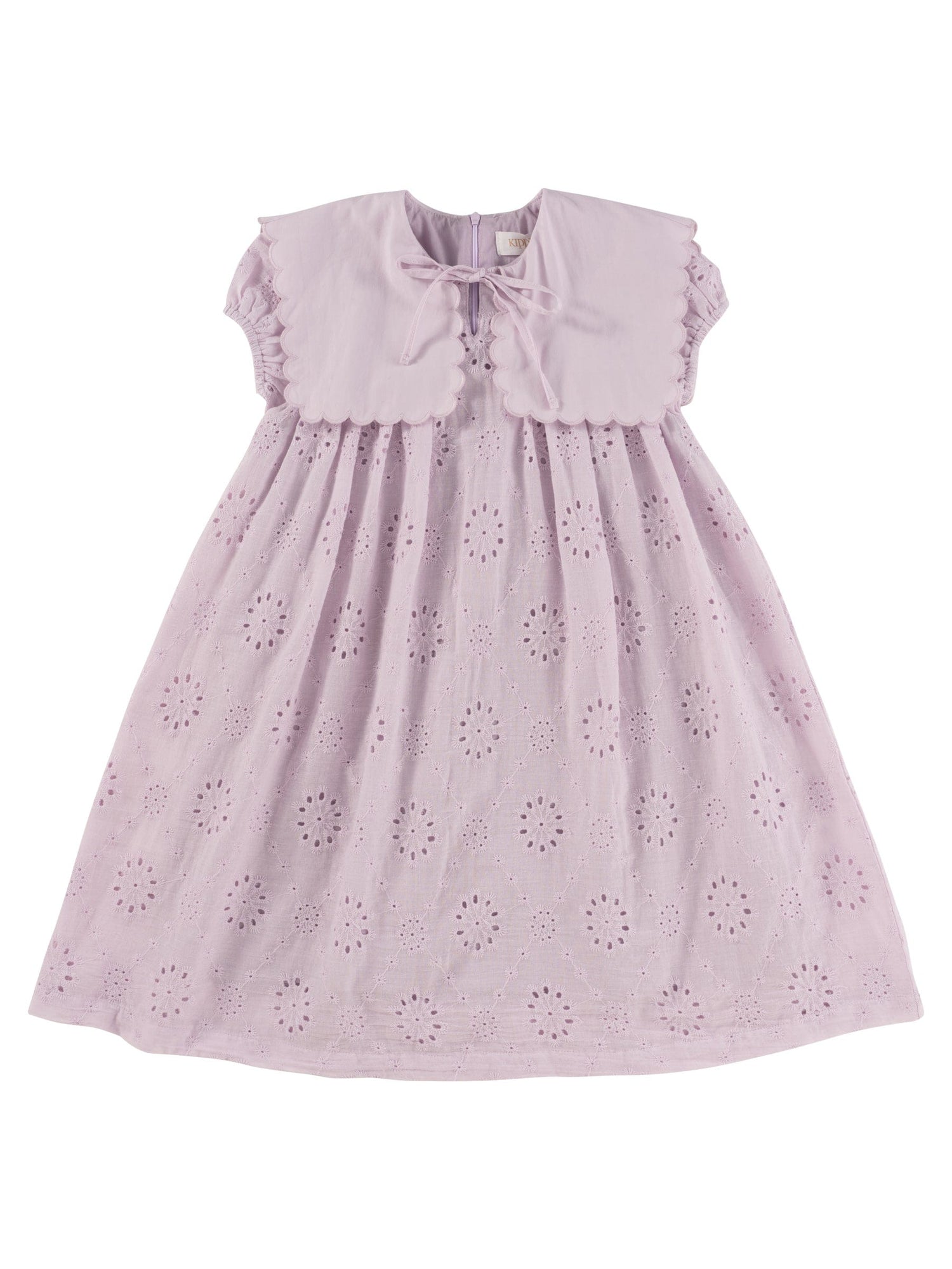 KIPP Collection Dress Eyelet With Ruffled Collar And Tie Detail For Girls