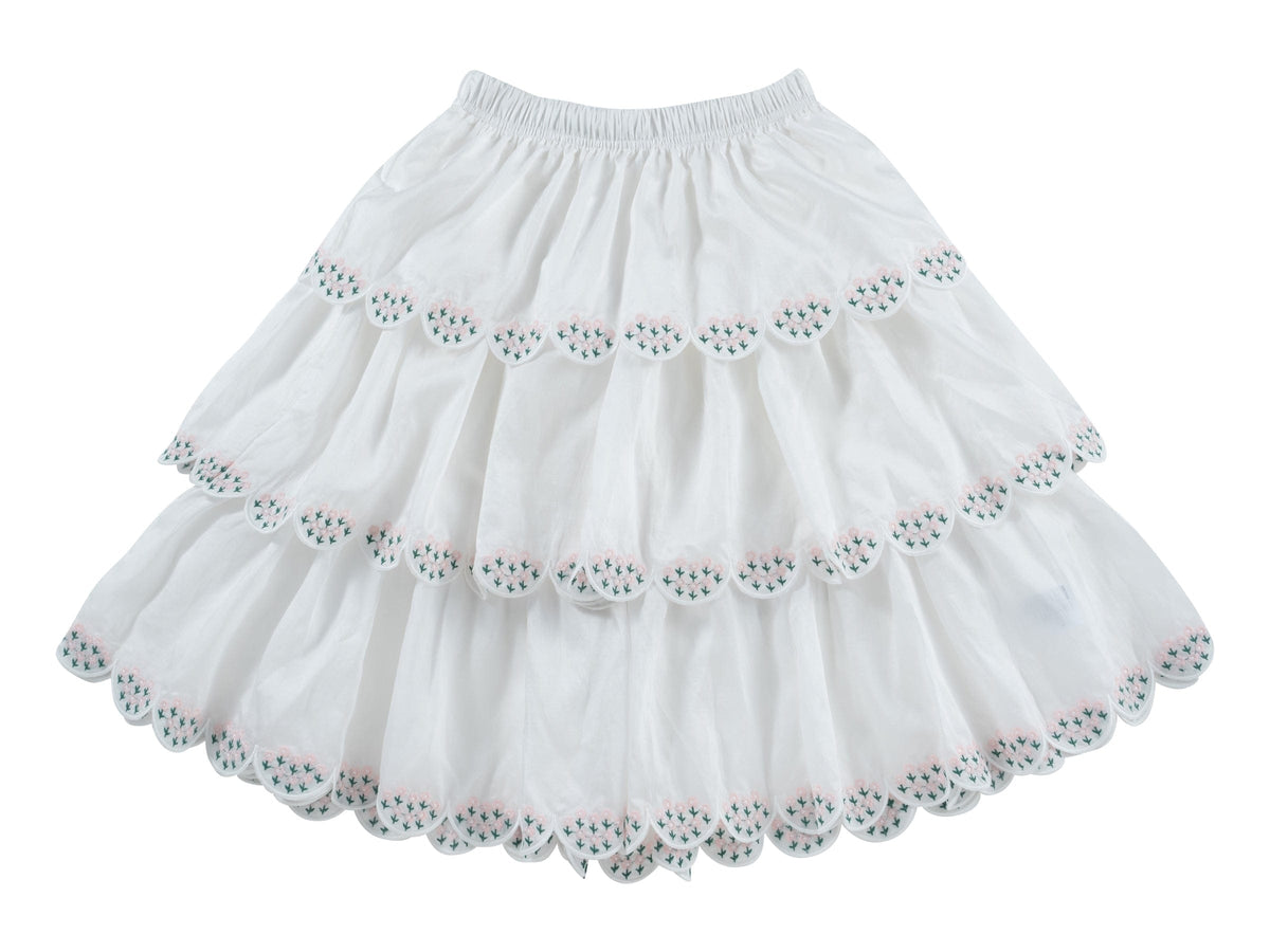 Gracie Skirt - Pink - White, Ruffle, Pink, Pattern, Lace | Everetts Place