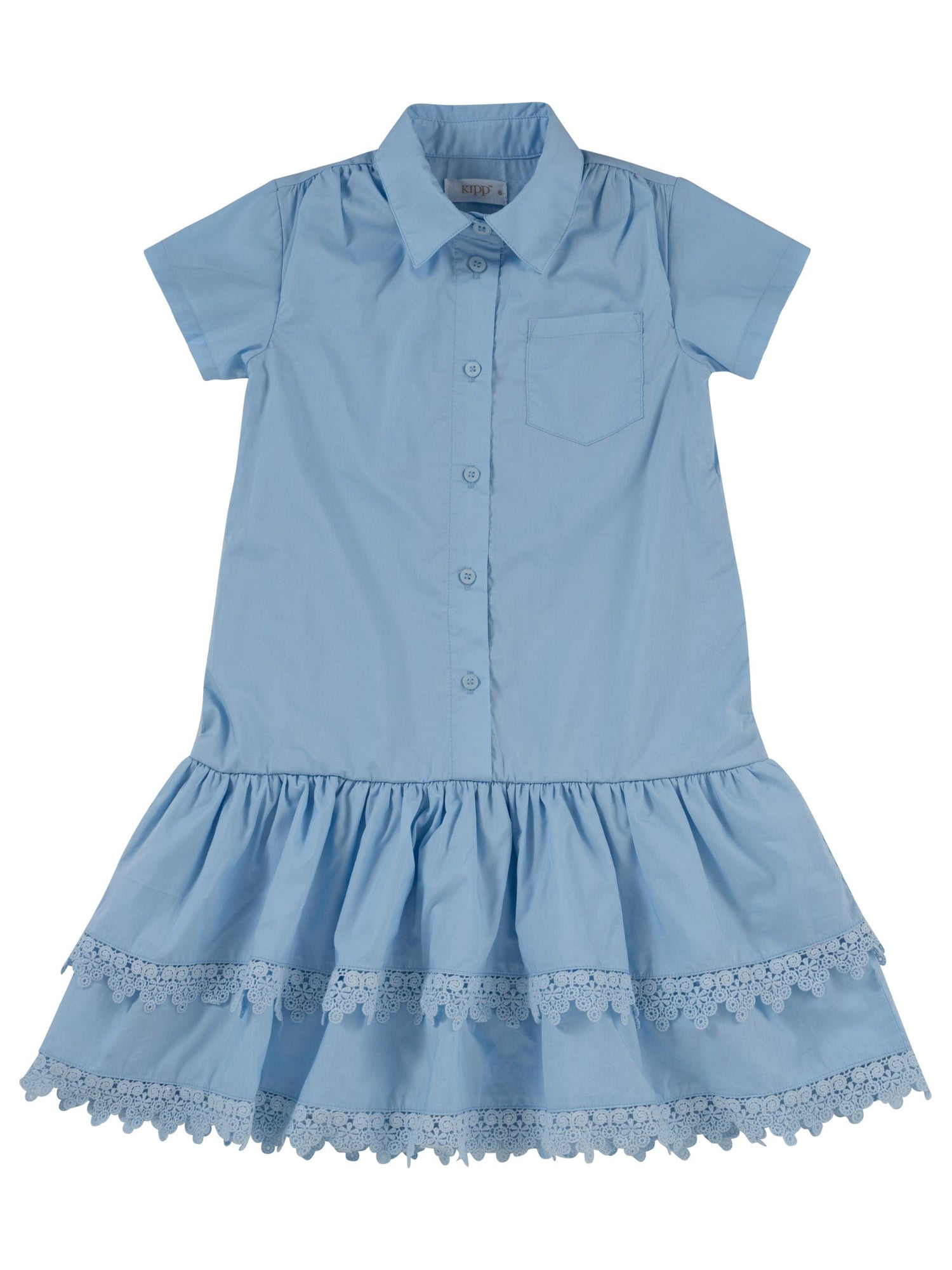 KIPP Collection Collared Dress With Pocket Detail And Ruffled Layer For Girls