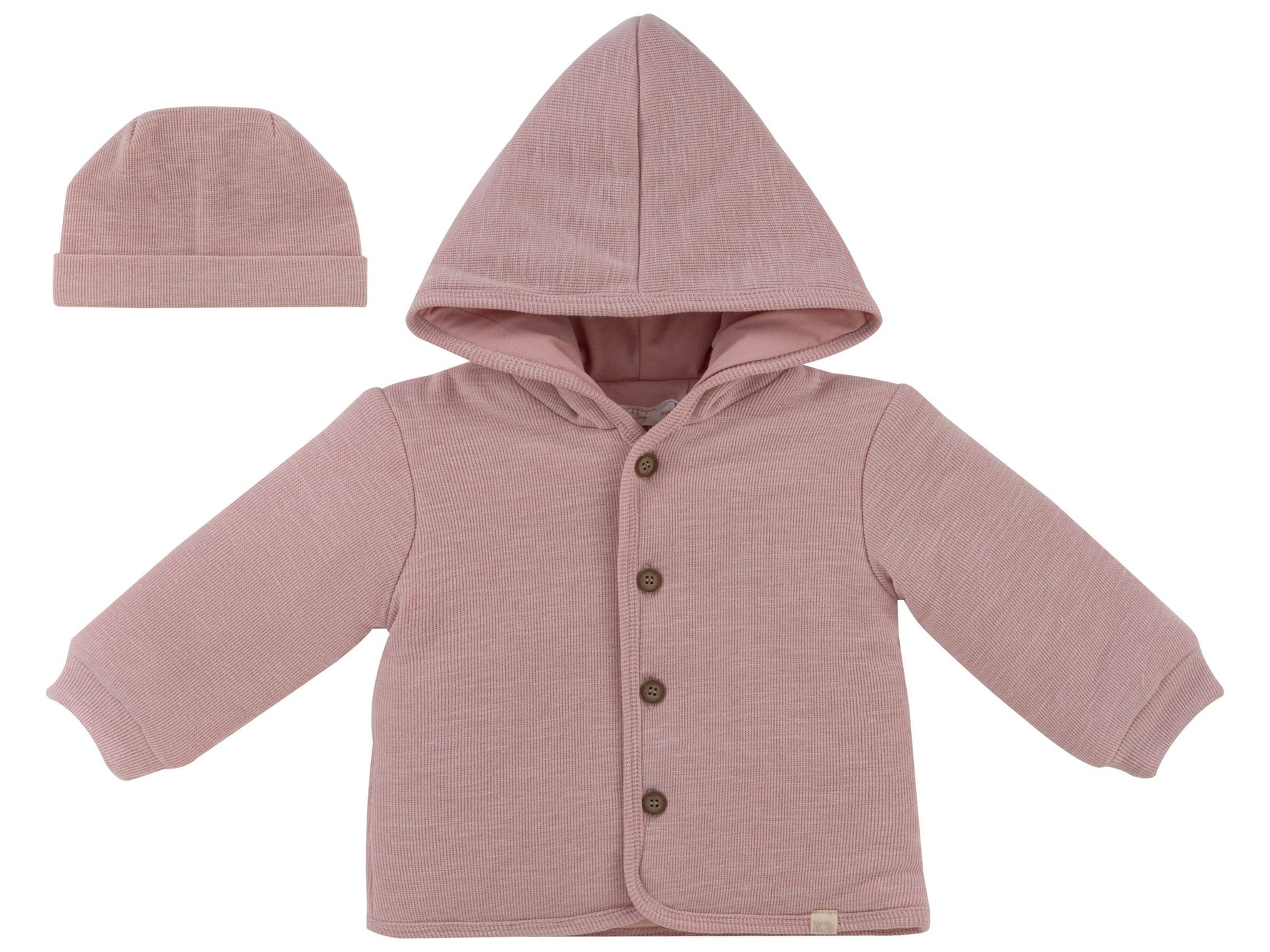 Knitted Jacket + Hat - Pink - Pink, Baby & Toddler Clothing, Cardigan, Button, Hood | Everetts Place