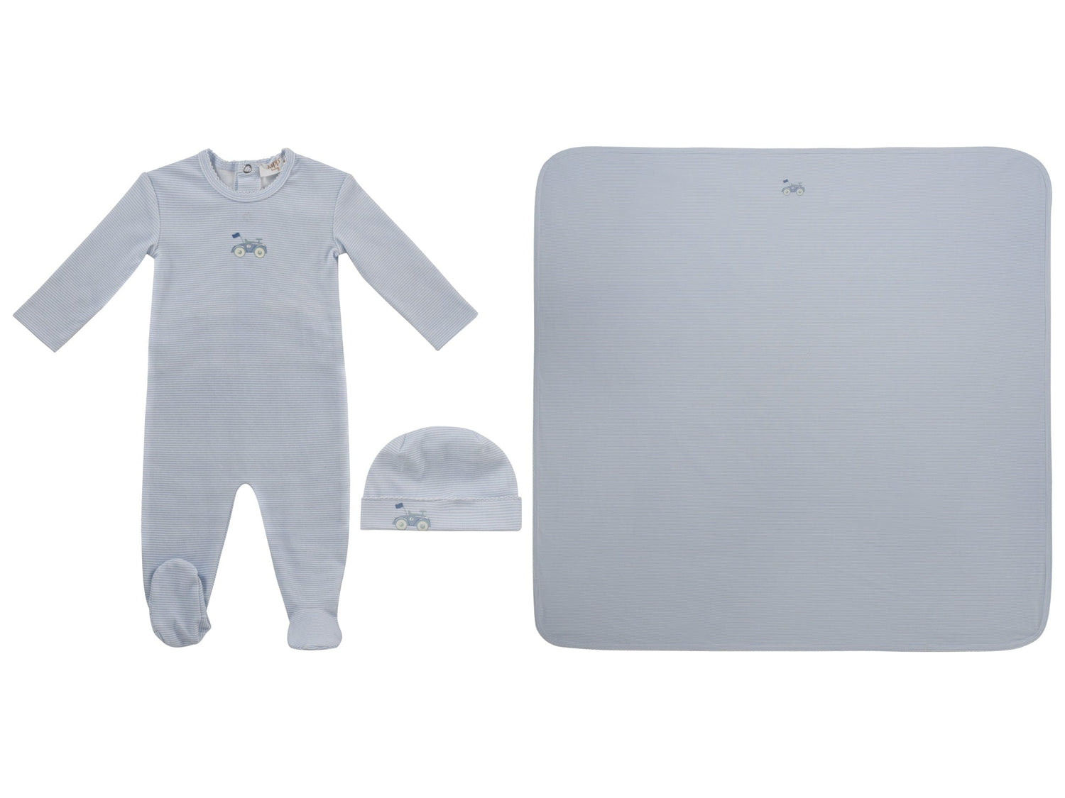 Carrera Pinstripe Footie 3PC Set - Blue - Clothing, Hat | Everetts Place