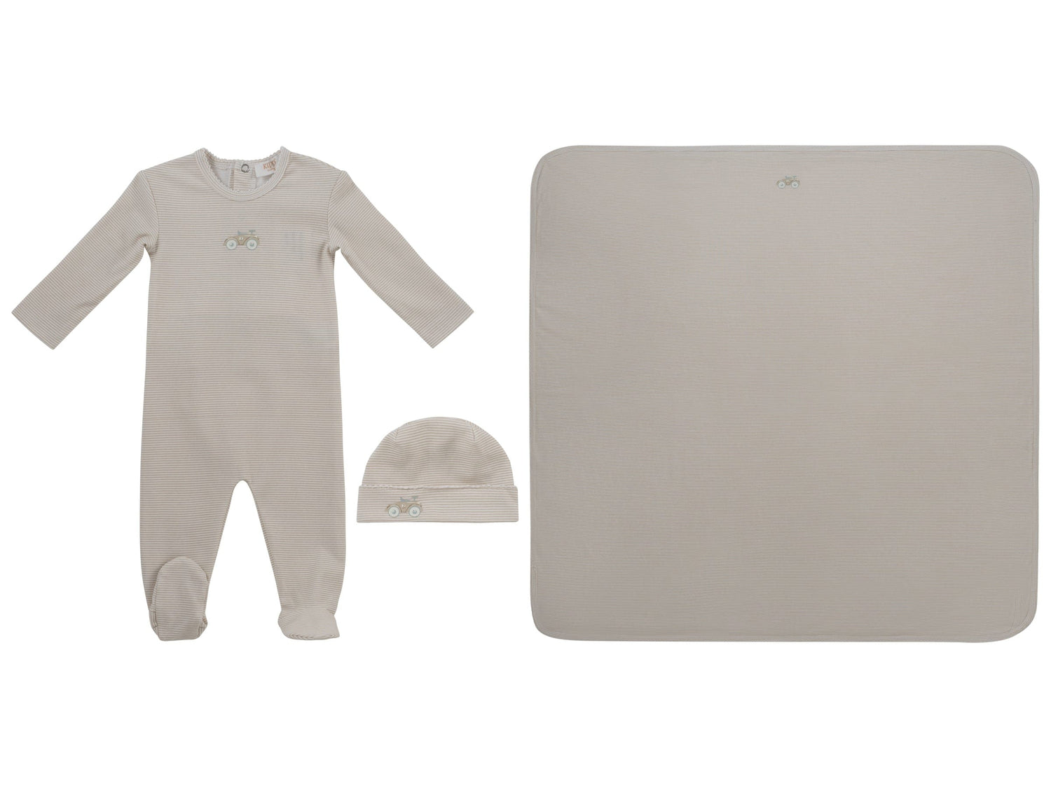 Carrera Pinstripe Footie 3PC Set - Stone - Hat, Clothing | Everetts Place