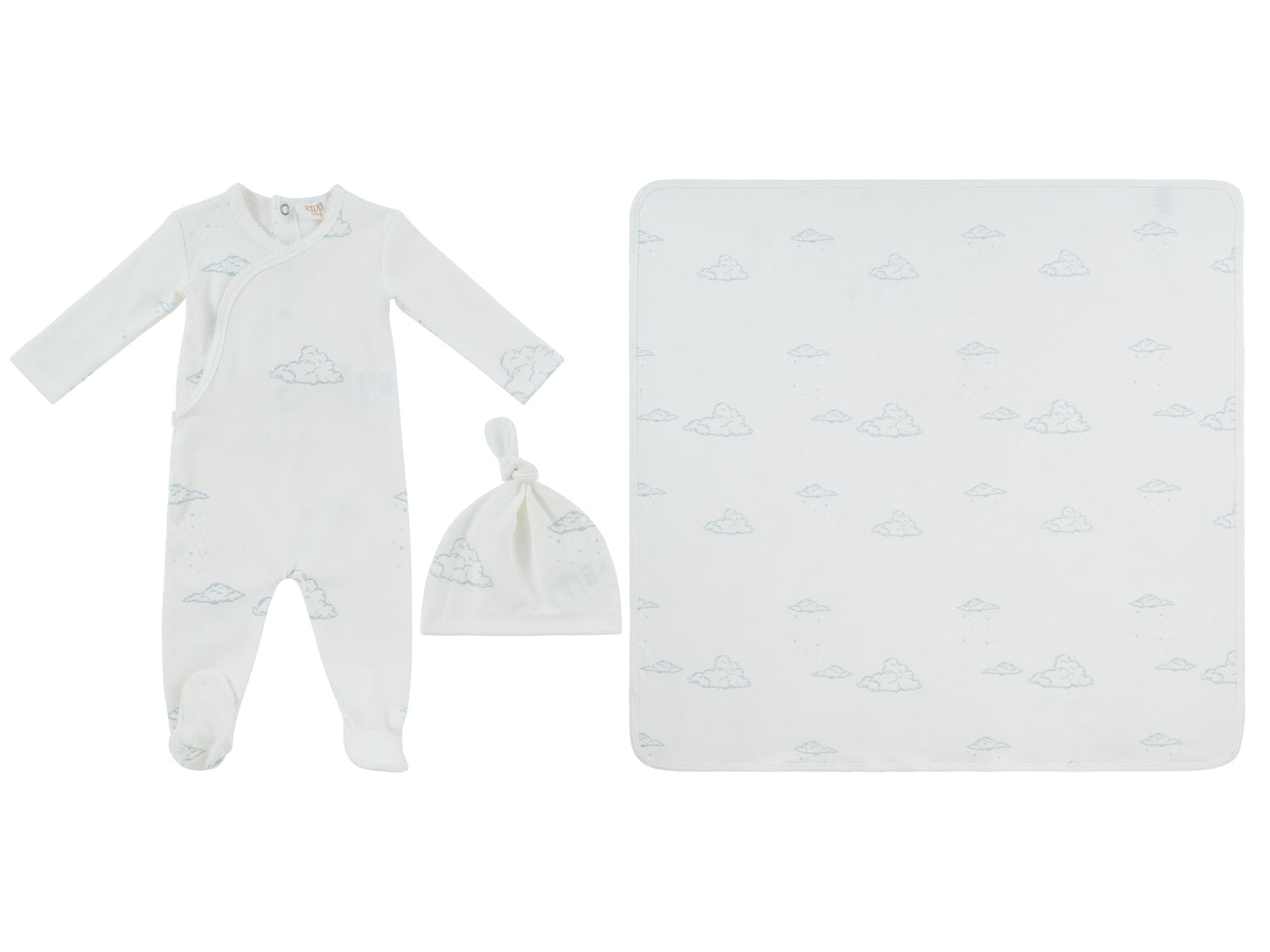 Starlight Wrap Footie 3PC Set - White Blue - White, Clothing, Hat | Everetts Place