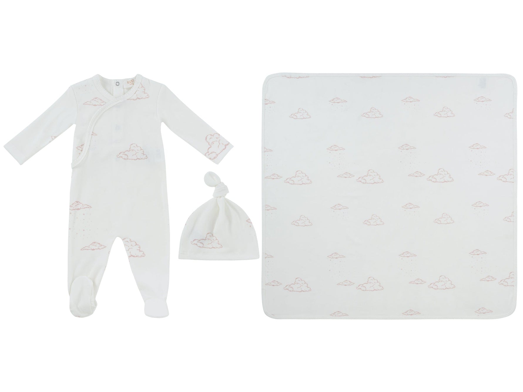 Starlight Wrap Footie 3PC Set - White Pink - White, Clothing, Hat | Everetts Place