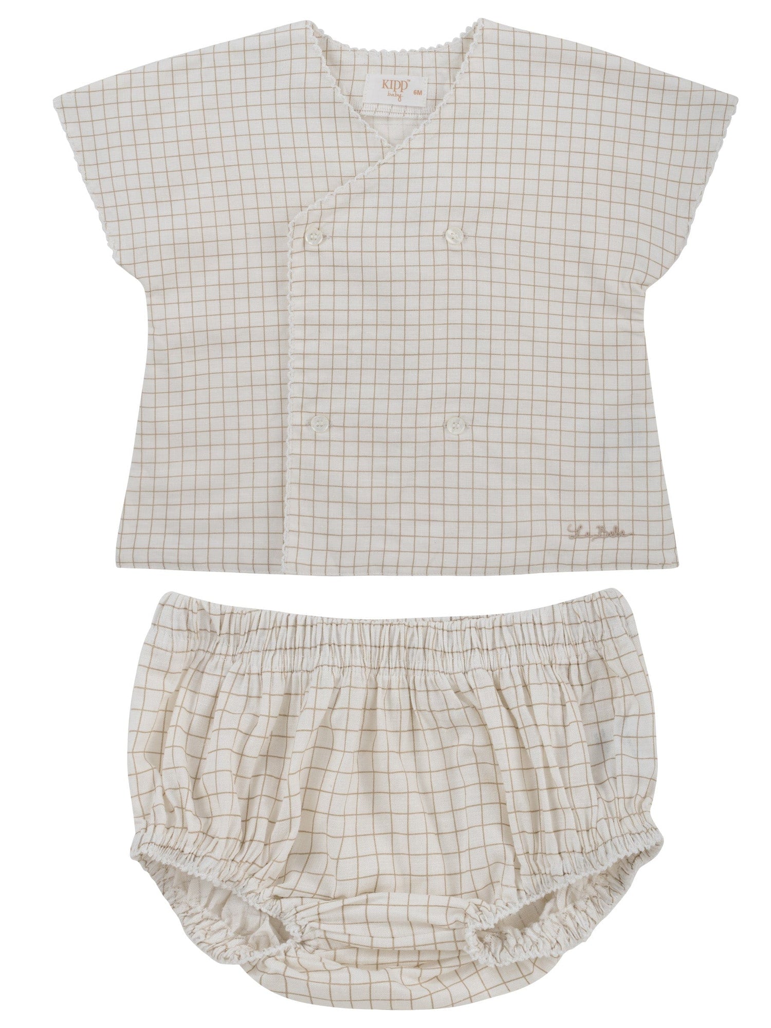 KIPP Collection Windowpane Set Grid Wrap Top and Button Details for Toddlers