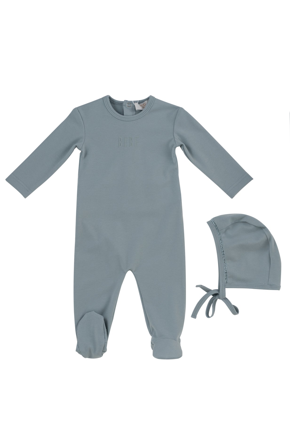 KIPP Collection Baby Footie and Hat Set with BEBE Embroidery for Newborns