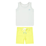 Pier 13 Boy Swim Tank Set - Yellow - Active Shorts, Bermuda shorts, Boardshorts, Sleeveless shirt, Trunks | Everetts Place
