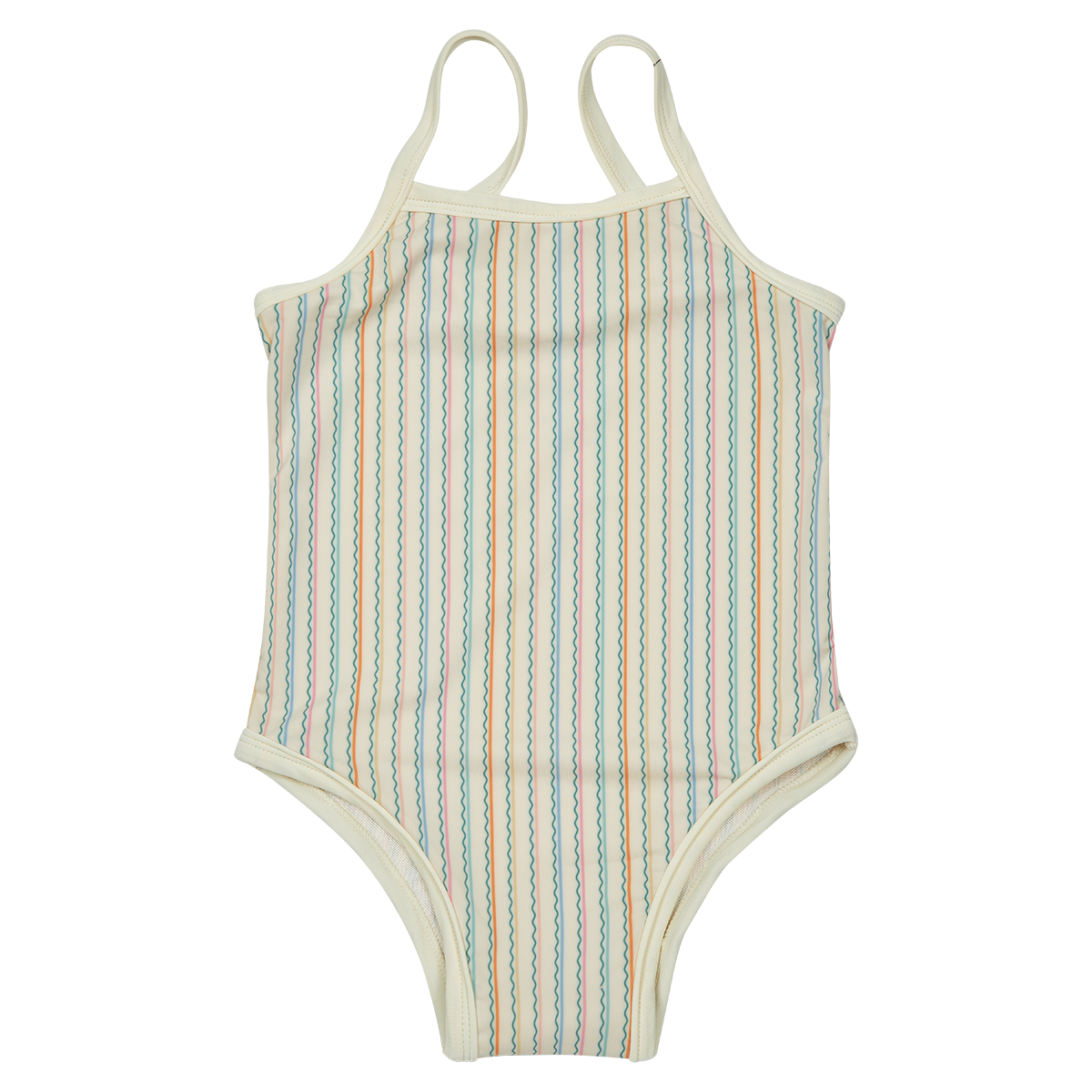 Crew Kids NY Girls Stripe Swimsuit With Graphic Print Multicolor