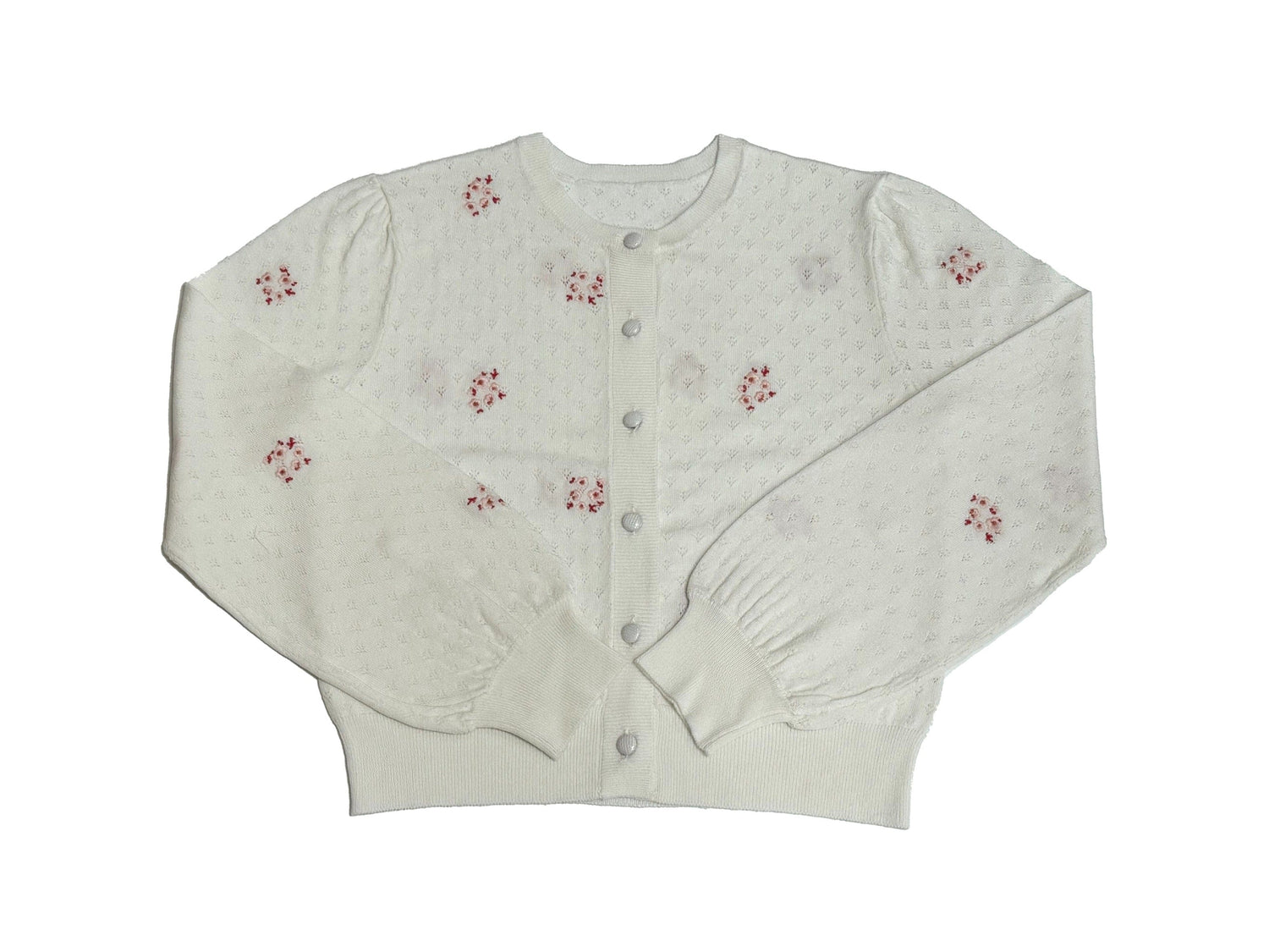 KIPP Collection Cardigan With Pointelle And Floral Button Details For Women