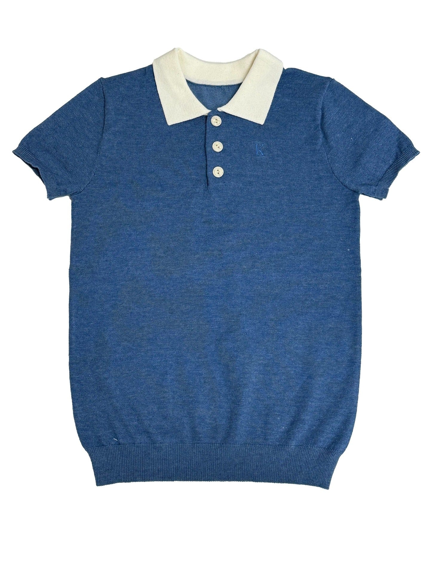 Lenox Knit Sweater - Blue - Blue, Sleeve, Collar, Button, Textile | Everetts Place