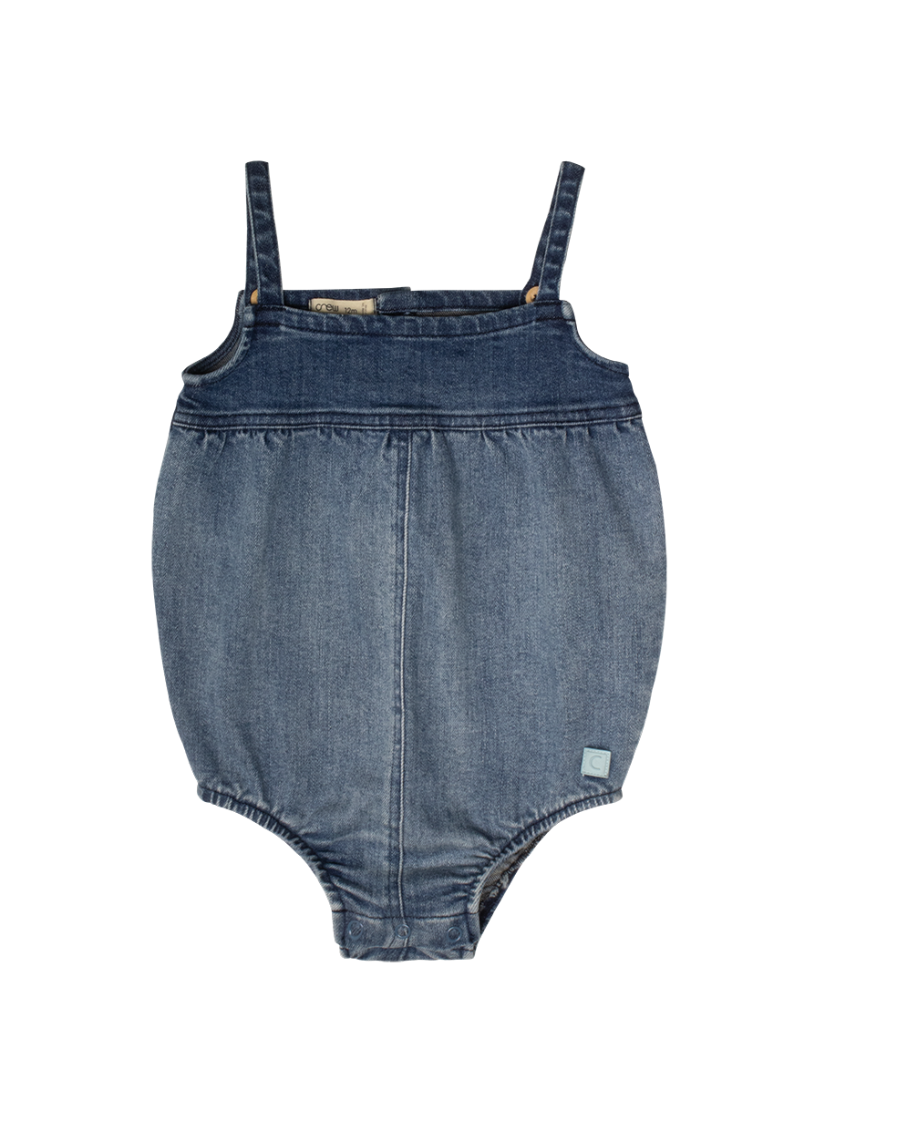 Crew Kids NY Denim Onesie With Patch Logo Detail For Babies