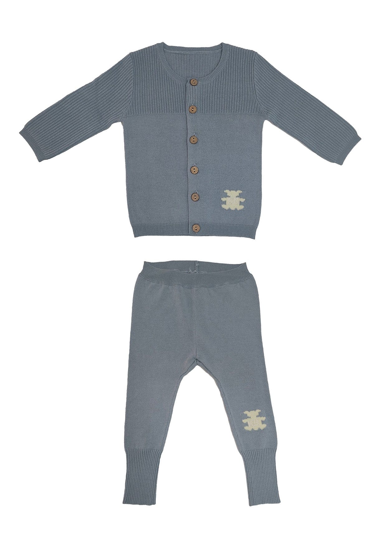 KIPP Collection Teddy Knit Set Blue with Bear Detail for Babies and Toddlers
