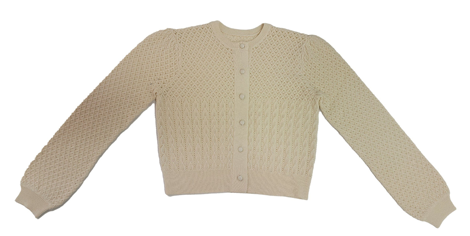 KIPP Collection Pointelle Long Sleeve Cardigan With Button Detail For Women