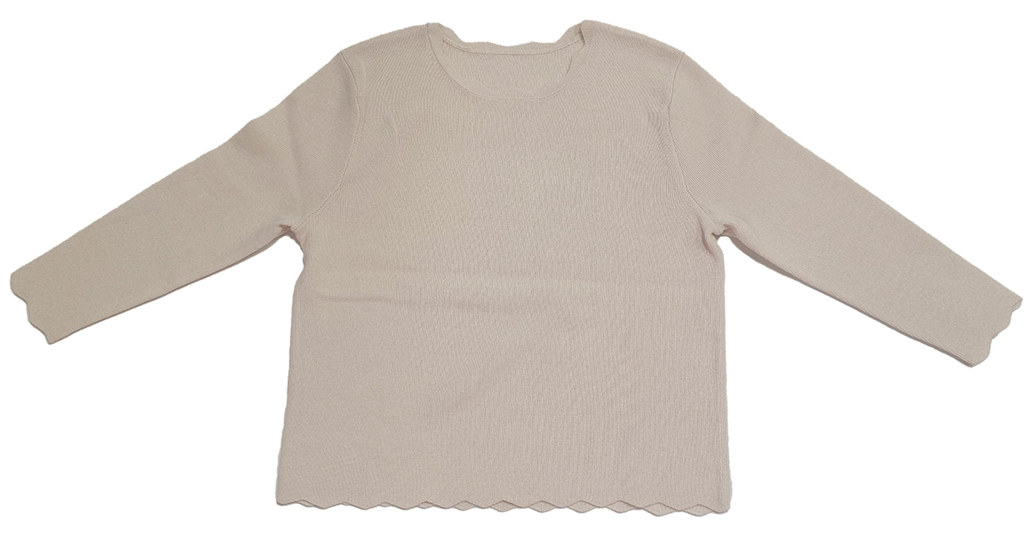KIPP Collection Knit Top Scalloped Edge Detail For Women