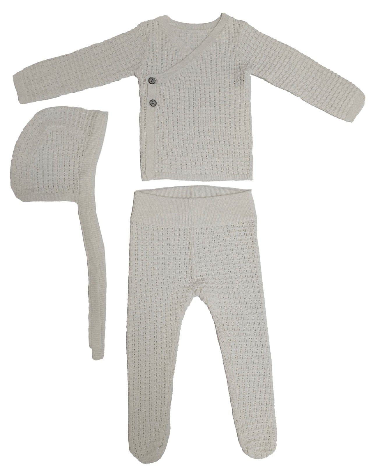KIPP Collection Textured Knit 3pc Baby Wrap Set With Button Detail For Newborns