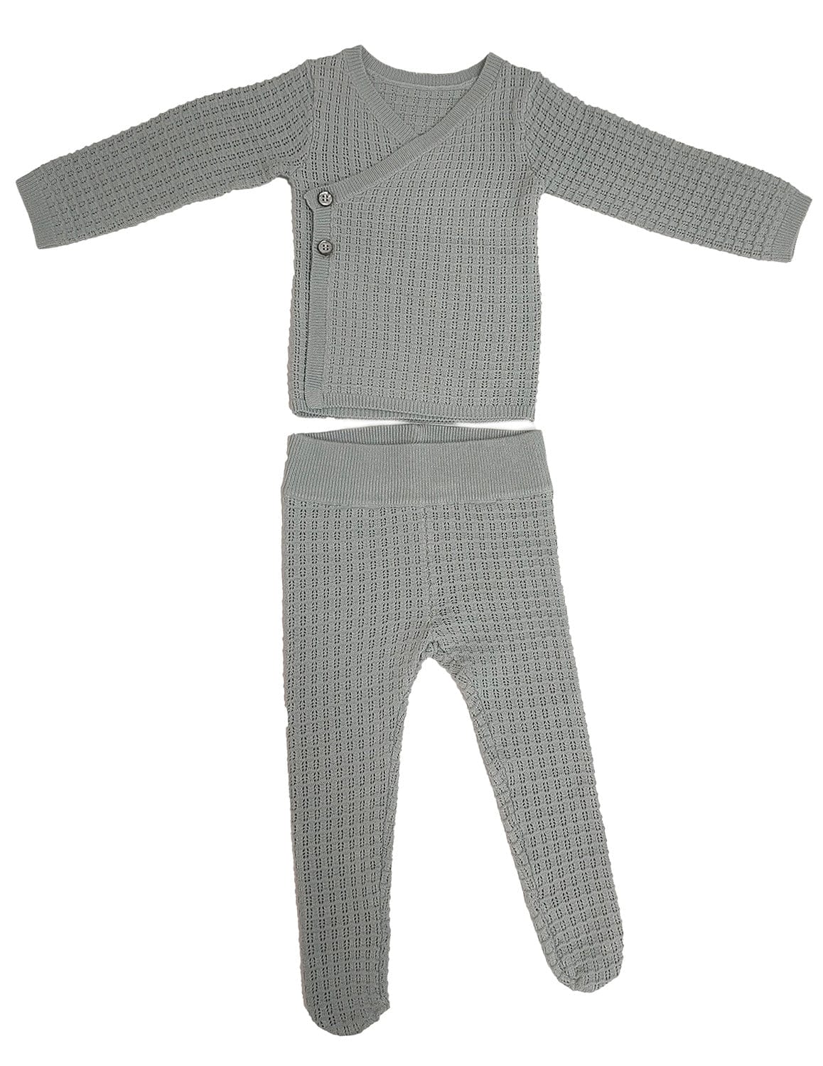 KIPP Collection Textured Knit Two Piece Baby Set With Wrap Detail