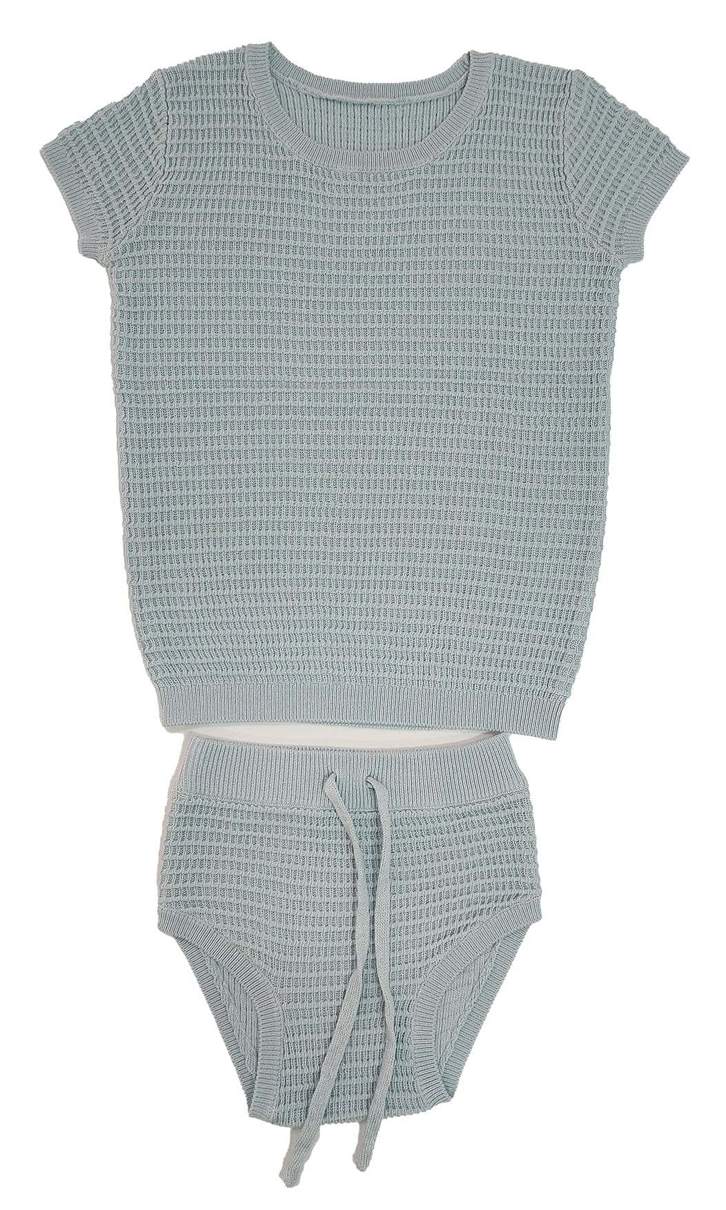 KIPP Collection Textured Waffle Knit Blue Set for Babies and Toddlers
