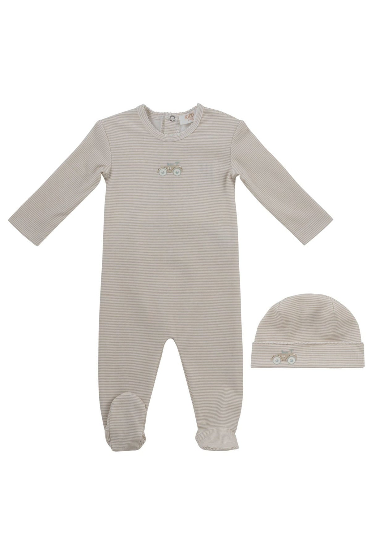 Carrera Pinstripe Footie + Hat - Stone - Hat, Clothing | Everetts Place