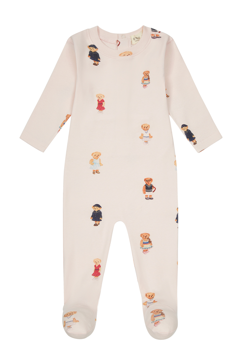 Crew Kids NY Bear Footie Light Pink Baby Onesie With Graphic Print