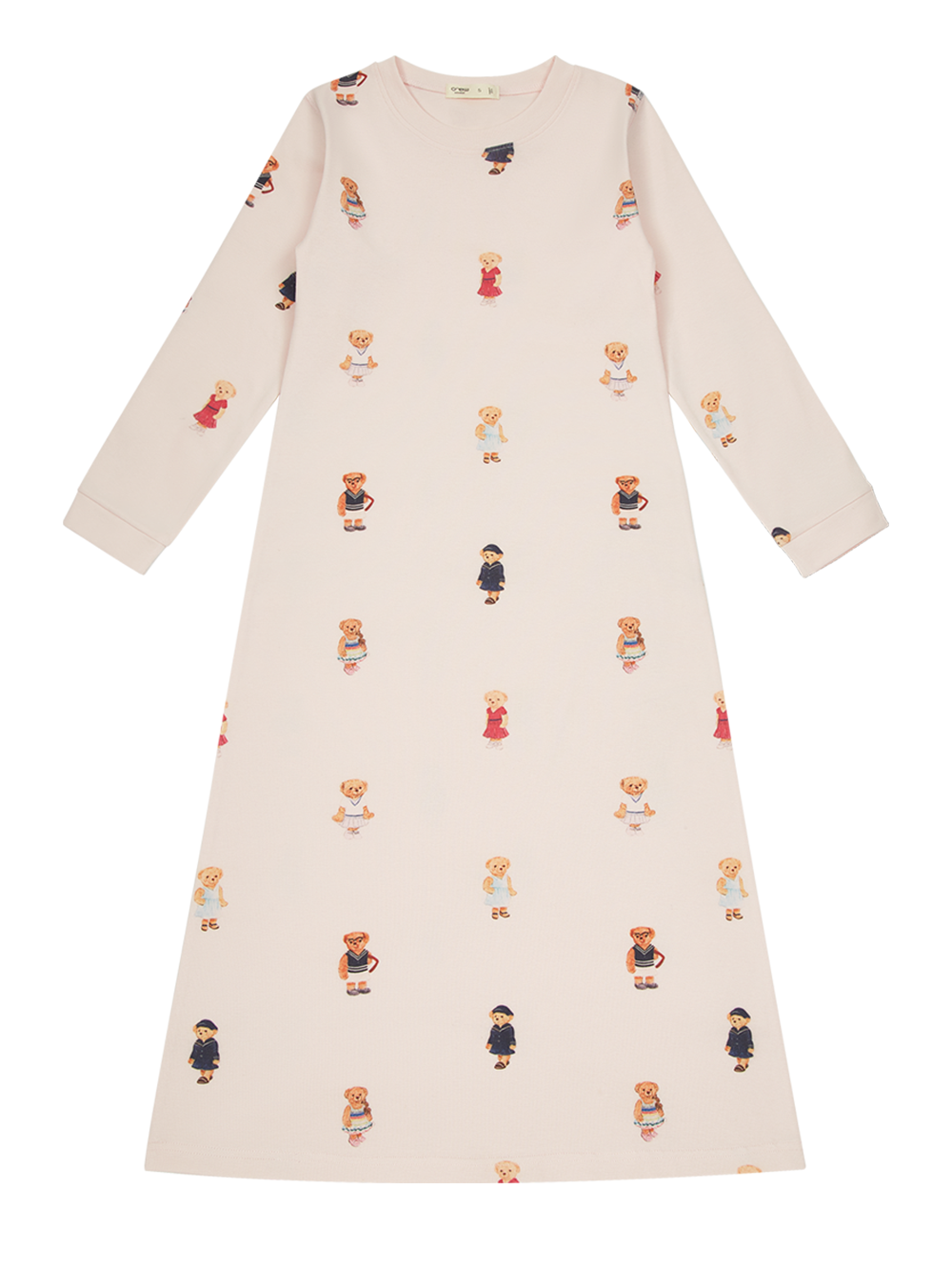 Teddy Bear Nightgown For Girls Light Pink Long Sleeve by Crew Kids NY at Everetts Place