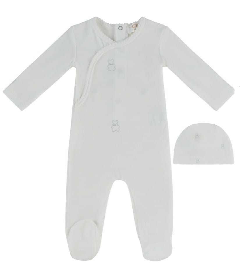 Petit Ours Pattern Footie + Hat - Blue by KIPP™ Collection