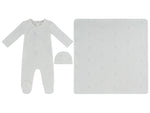 Petit Ours Pattern Footie, Hat & Blanket Set - Blue by KIPP™ Collection