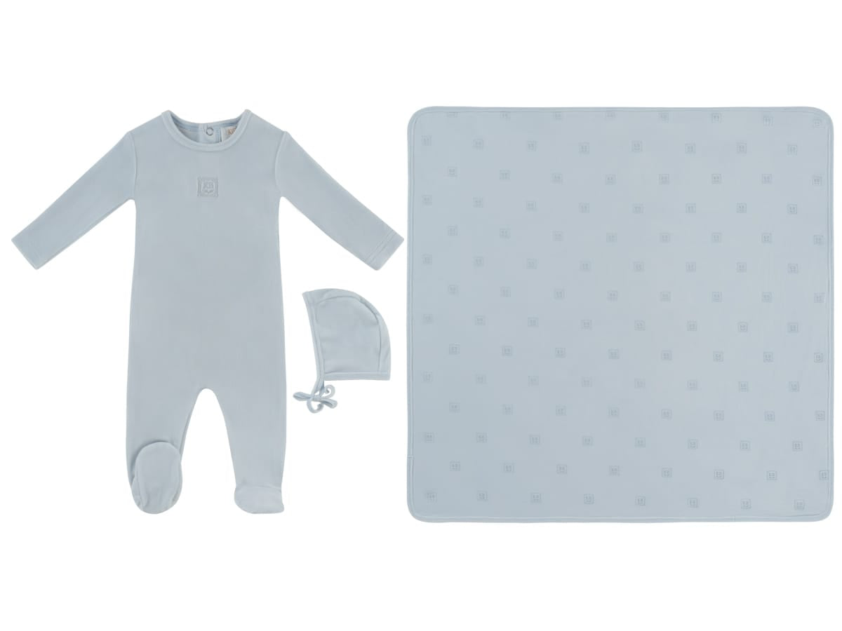KB Logo Footie, Hat and Blanket Set - Blue by KIPP™ Collection