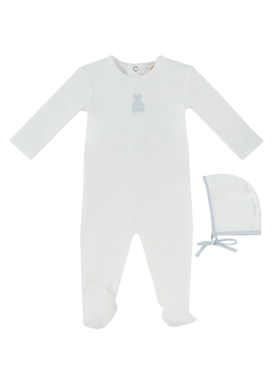 Petit Ours Footie & Hat Set - White Blue by KIPP™ Collection