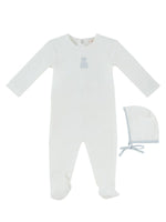 Petit Ours Footie & Hat Set - White Blue by KIPP™ Collection