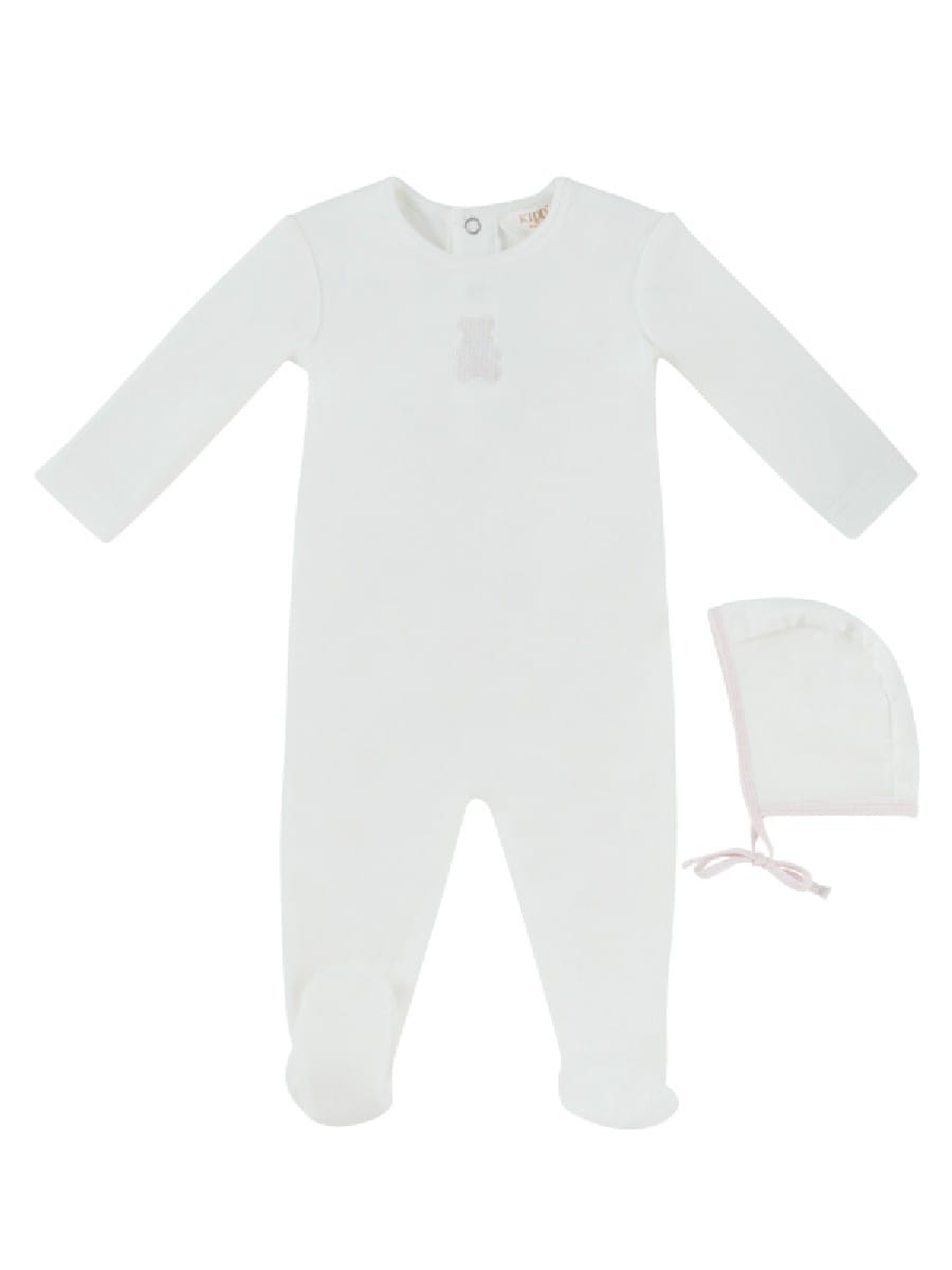 Petit Ours Footie & Hat Set - White Pink by KIPP™ Collection