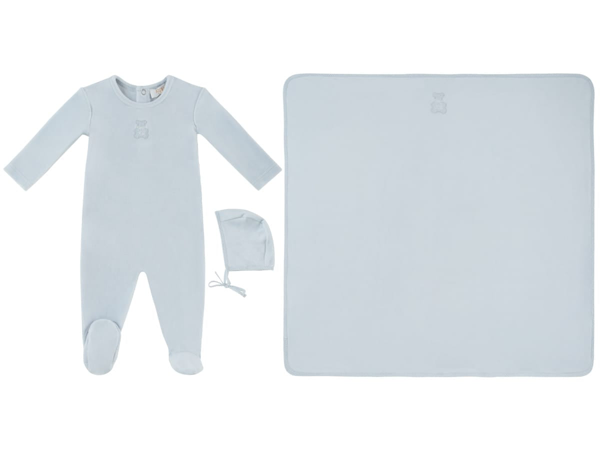 Petit Ours Footie, Hat and Blanket Set - Blue by KIPP™ Collection