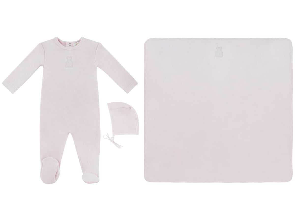 Petit Ours Footie, Hat and Blanket Set - Pink by KIPP™ Collection