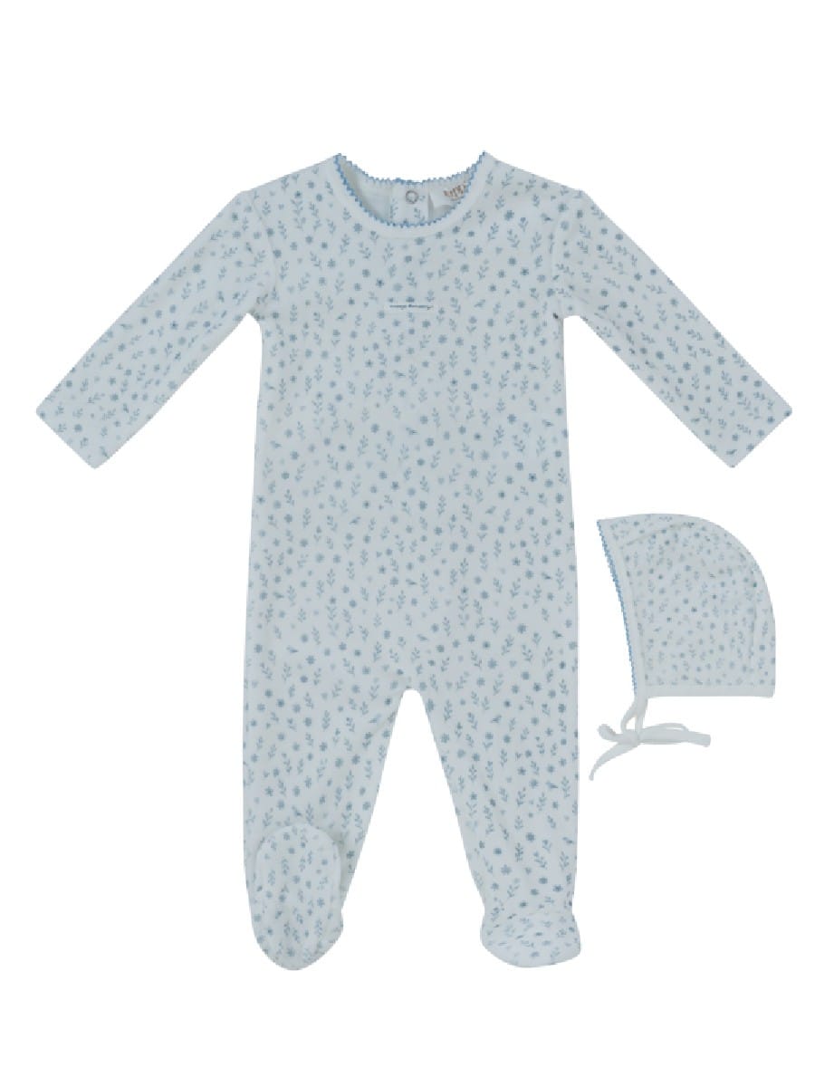 Whispering Blooms Footie & Hat Set - Dark Blue by KIPP™ Collection