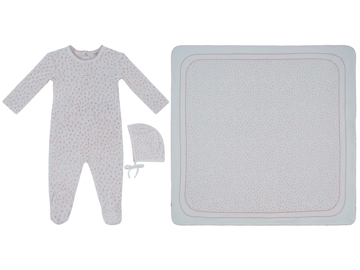 Whispering Blooms Footie, Hat & Blanket Set - Pink by KIPP™ Collection