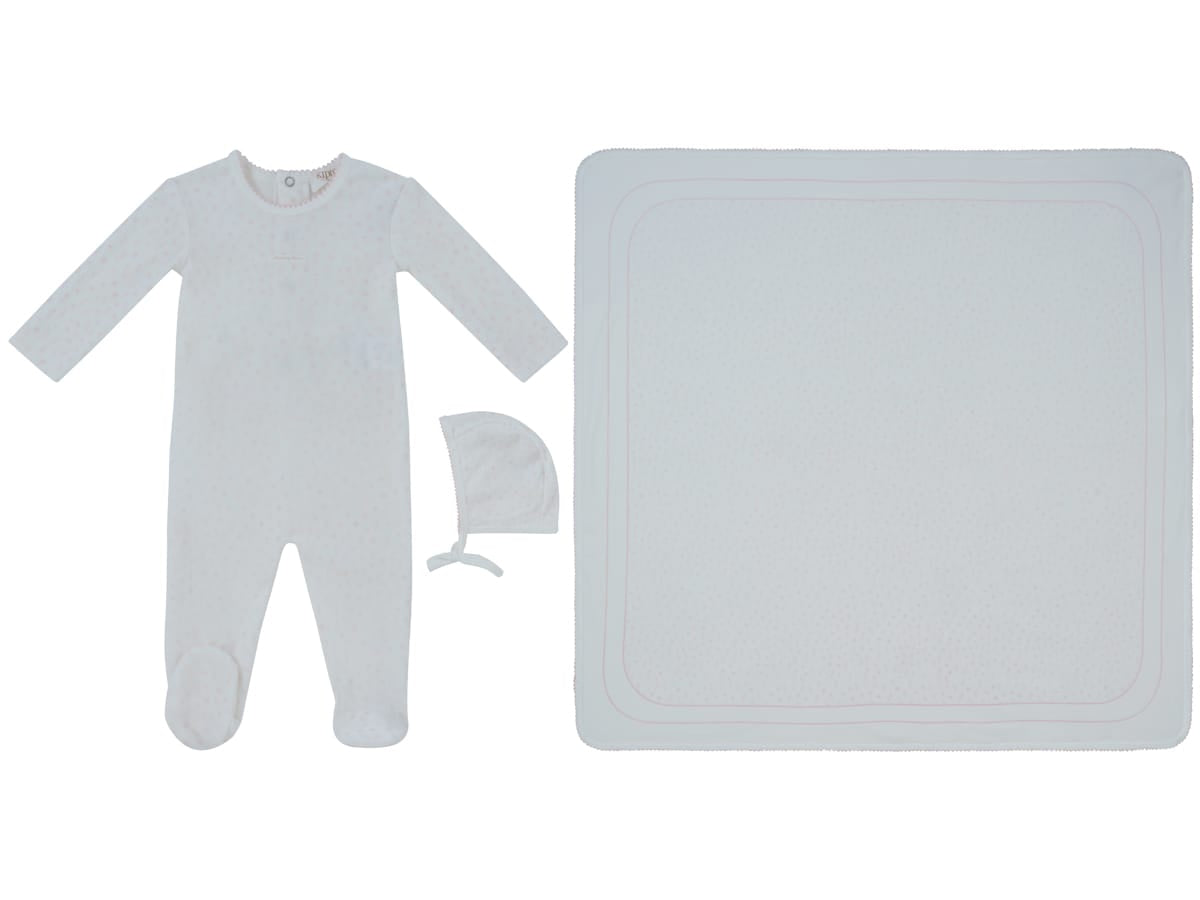 Whispering Blooms Footie, Hat & Blanket Set - Rose by KIPP™ Collection