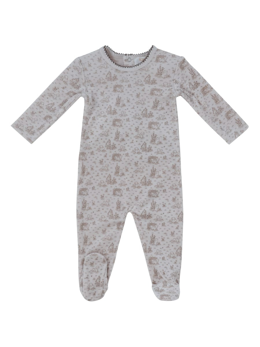 Woodland Toile Footie - Taupe by KIPP™ Collection