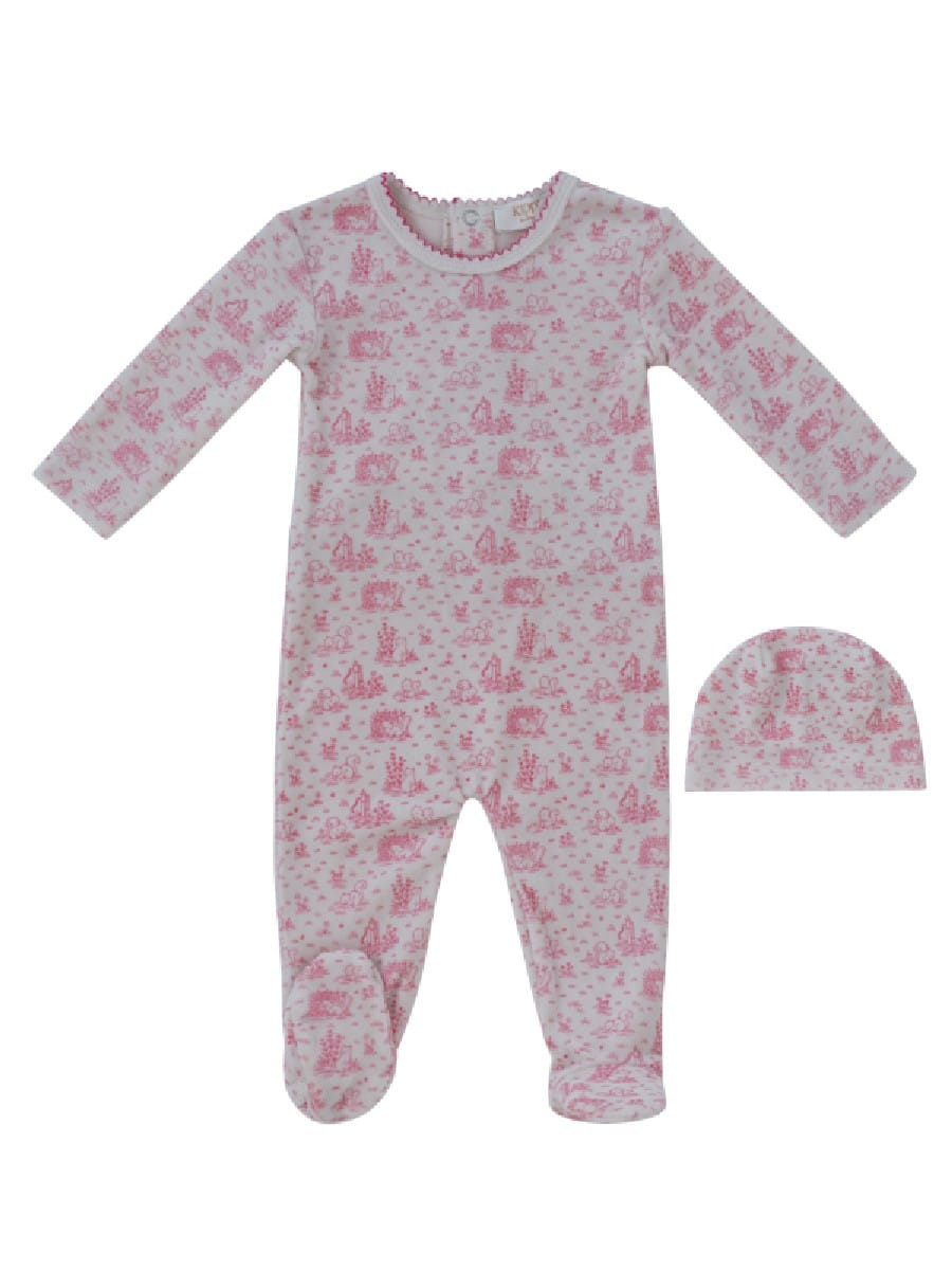 Woodland Toile Footie & Hat Set - Pink by KIPP™ Collection
