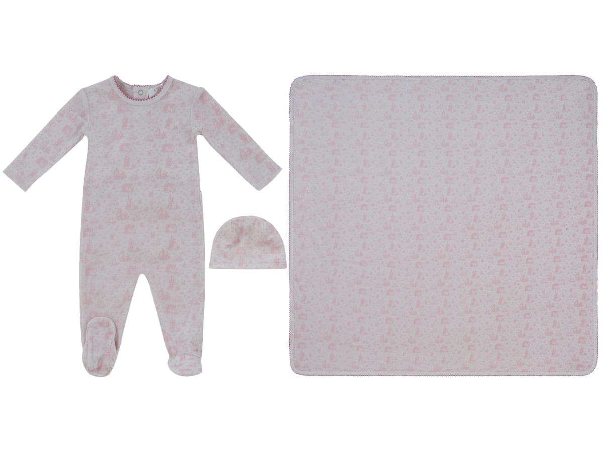 Woodland Toile Footie, Hat & Blanket Set - Rose by KIPP™ Collection