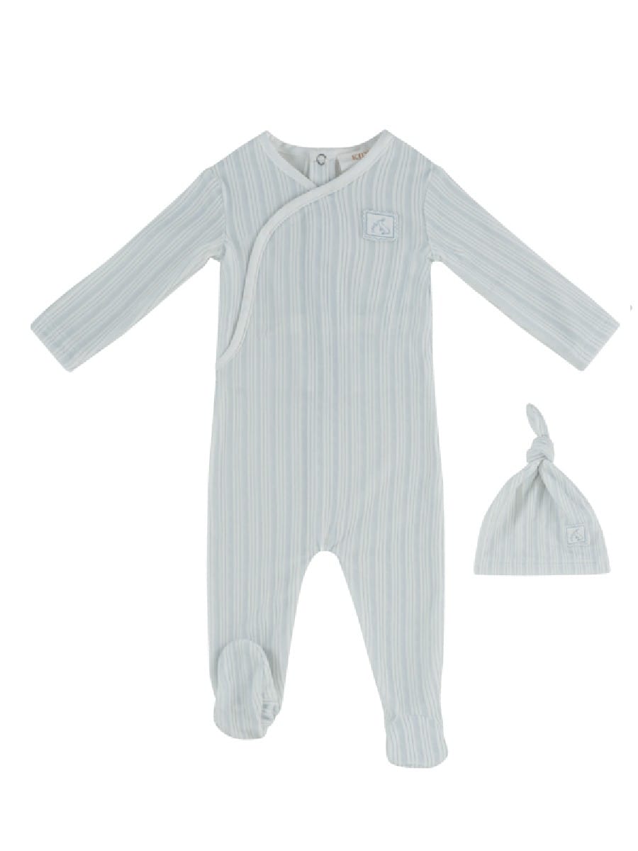 Stripe Stamp Footie & Hat Set - Blue by KIPP™ Collection