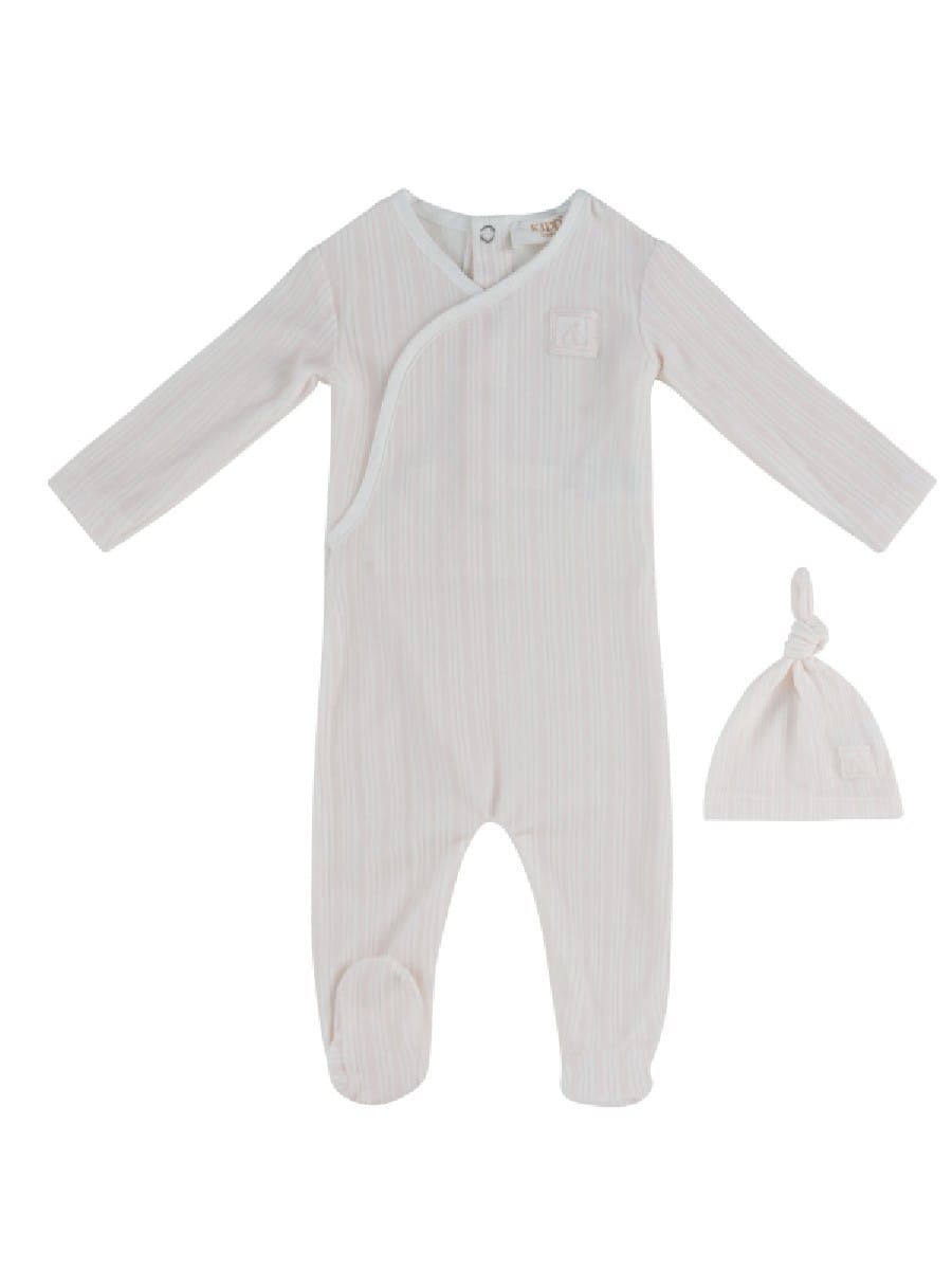 Stripe Stamp Footie & Hat Set - Pink by KIPP™ Collection