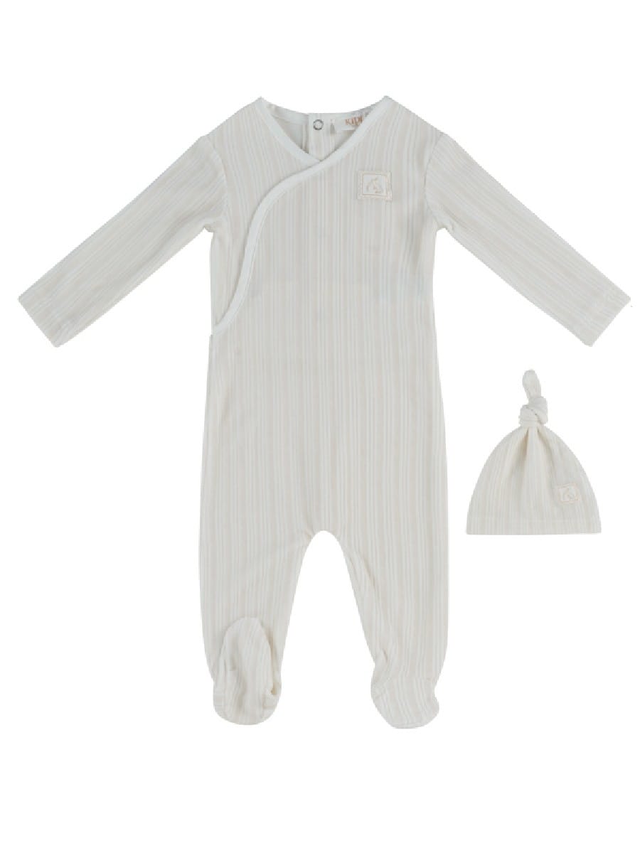 Stripe Stamp Footie & Hat Set - Stone by KIPP™ Collection