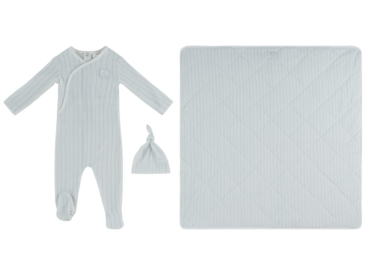 Stripe Stamp Footie, Hat & Blanket Set - Blue by KIPP™ Collection