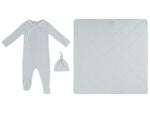 Stripe Stamp Footie, Hat & Blanket Set - Blue by KIPP™ Collection