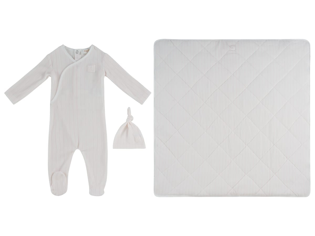 Stripe Stamp Footie, Hat & Blanket Set - Pink by KIPP™ Collection
