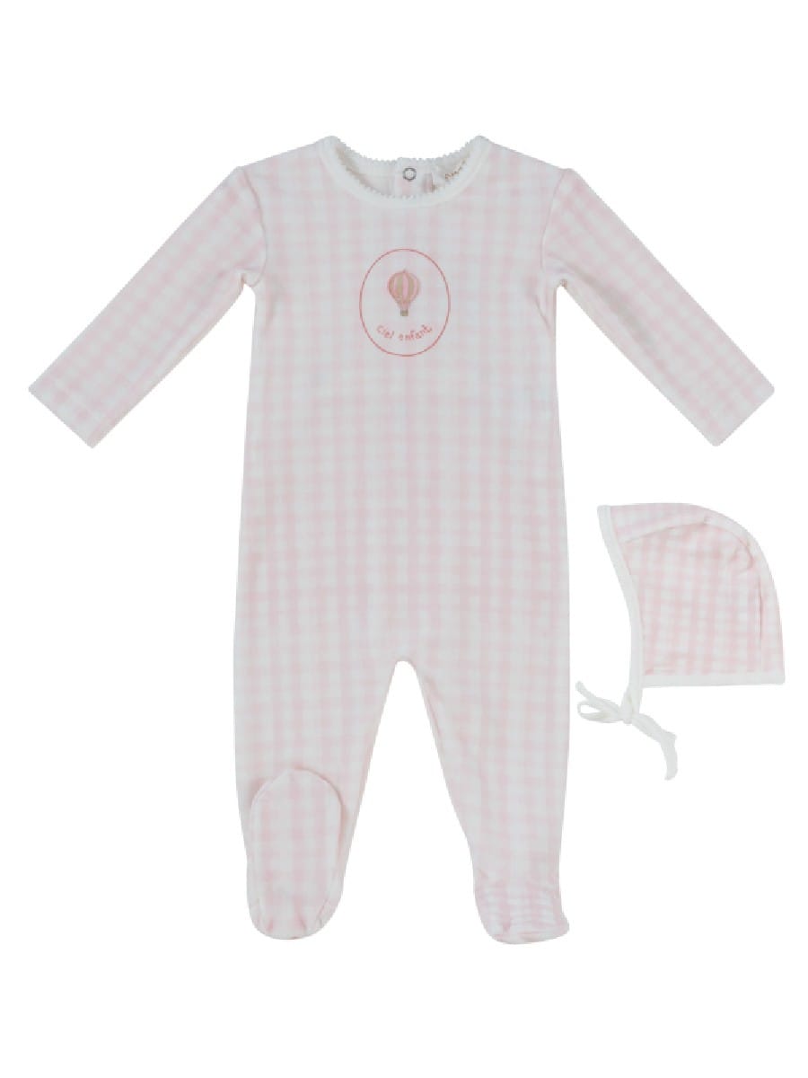 Ciel Enfant Gingham Footie & Hat Set - Pink by KIPP™ Collection