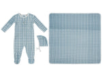 Ciel Enfant Gingham Footie, Hat & Blanket Set - Blue by KIPP™ Collection