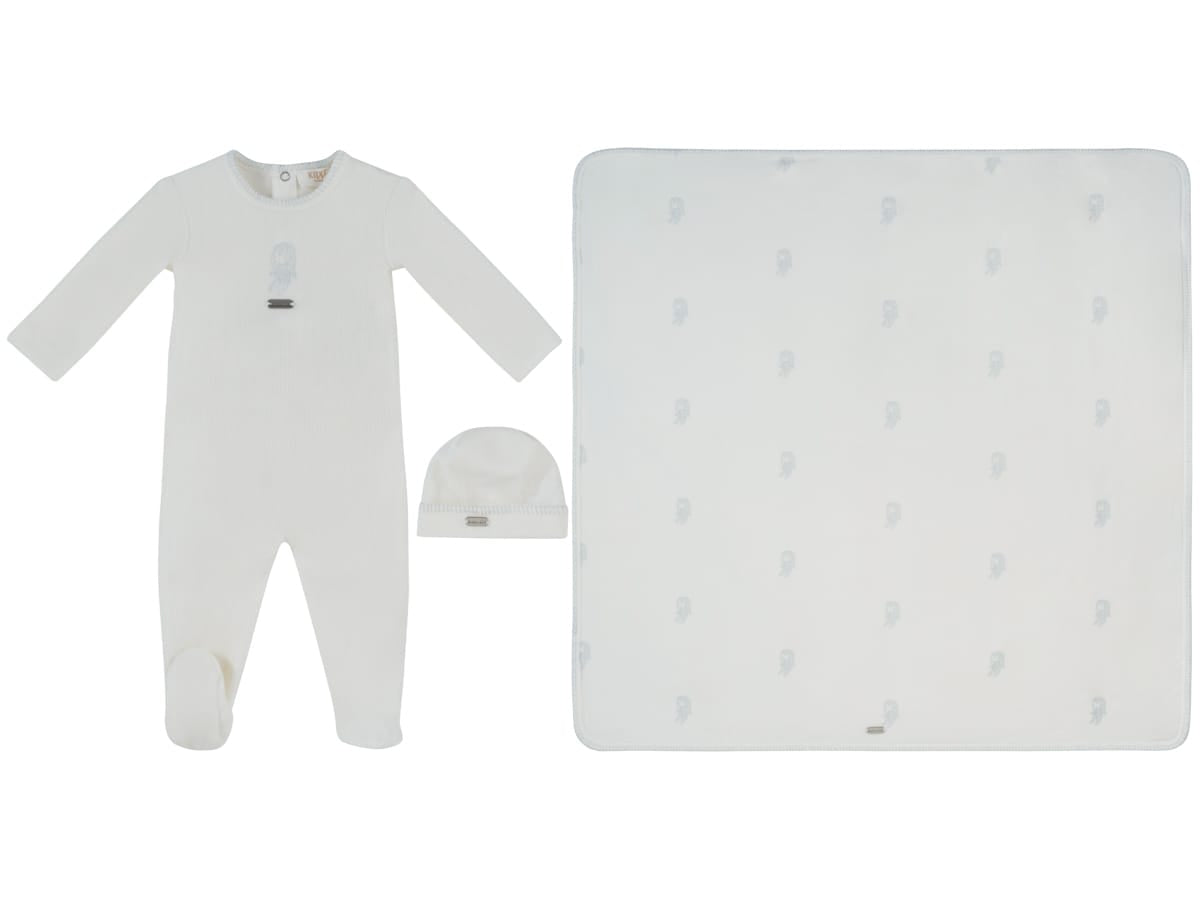 Atelier Bunny Footie, Hat & Blanket Set - Blue by KIPP™ Collection