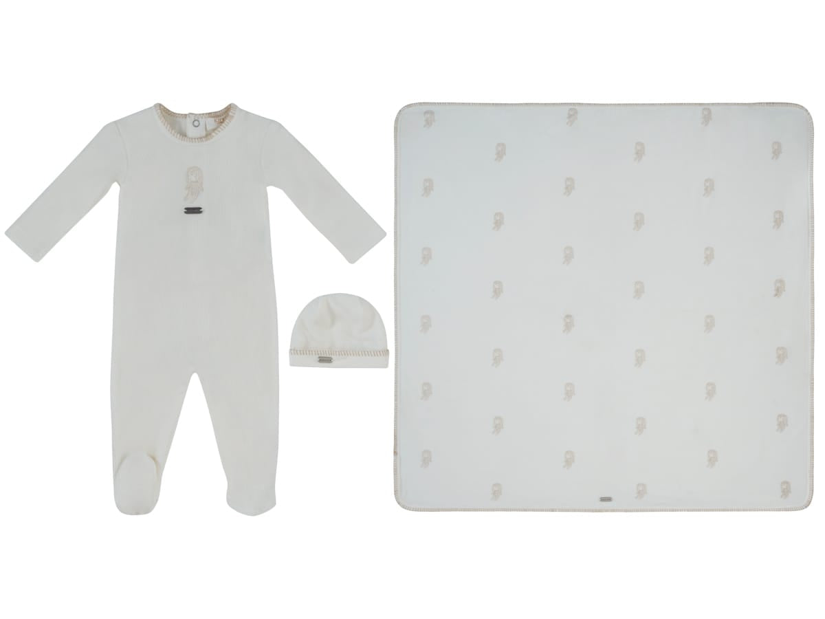 Atelier Bunny Footie, Hat & Blanket Set - White by KIPP™ Collection