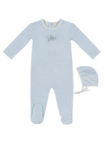 Bunny Stripe Footie & Hat Set - Blue by KIPP™ Collection